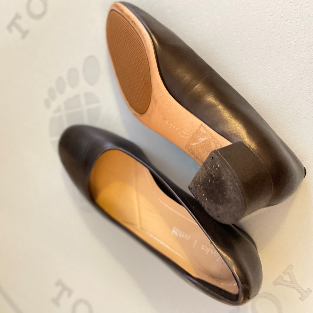 Used black leather heels women shoes